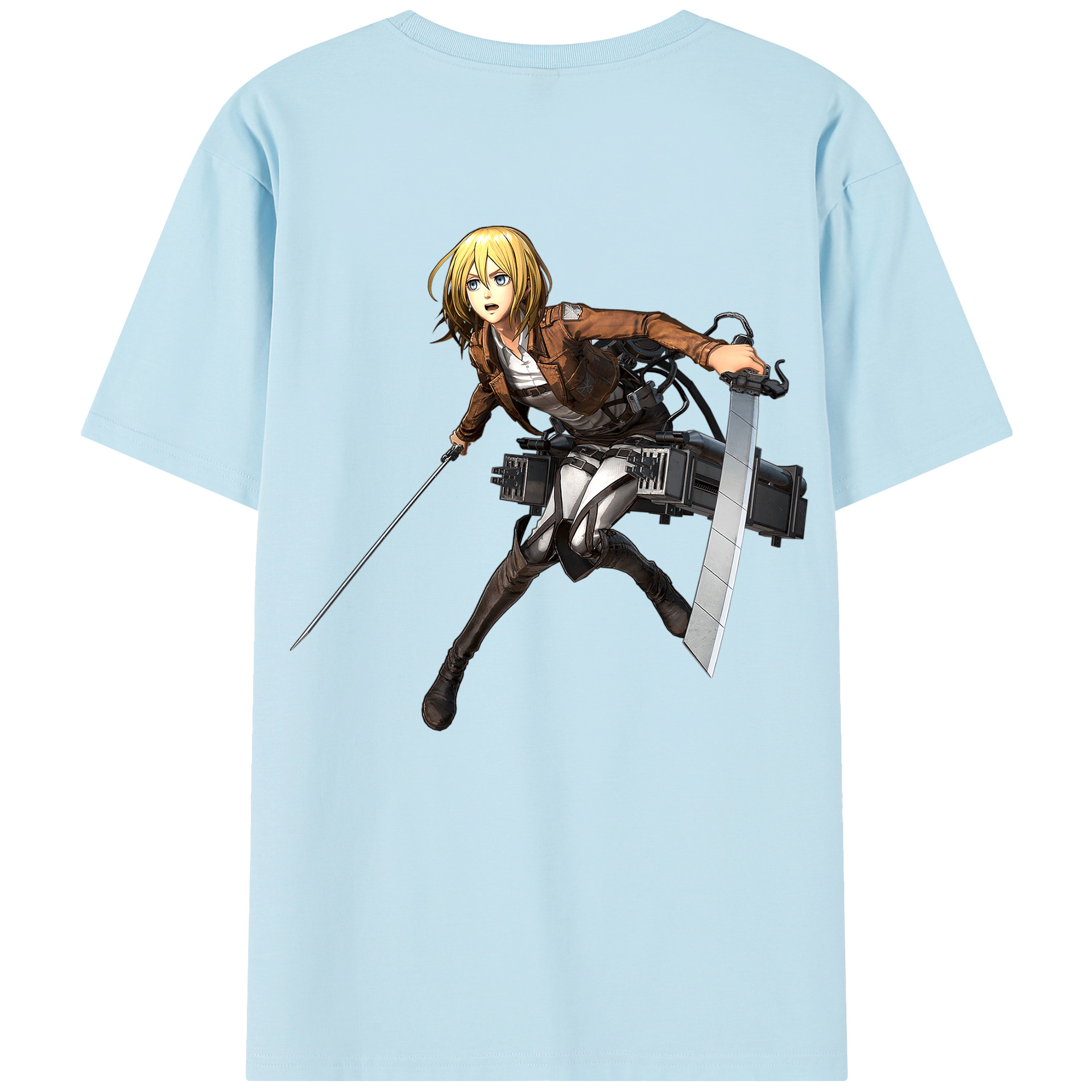 （画像用） 進撃の巨人 クリスタ·レンズ Attack on Titan Christa Lenz 綿100％半袖Tシャツ（背面プリント）